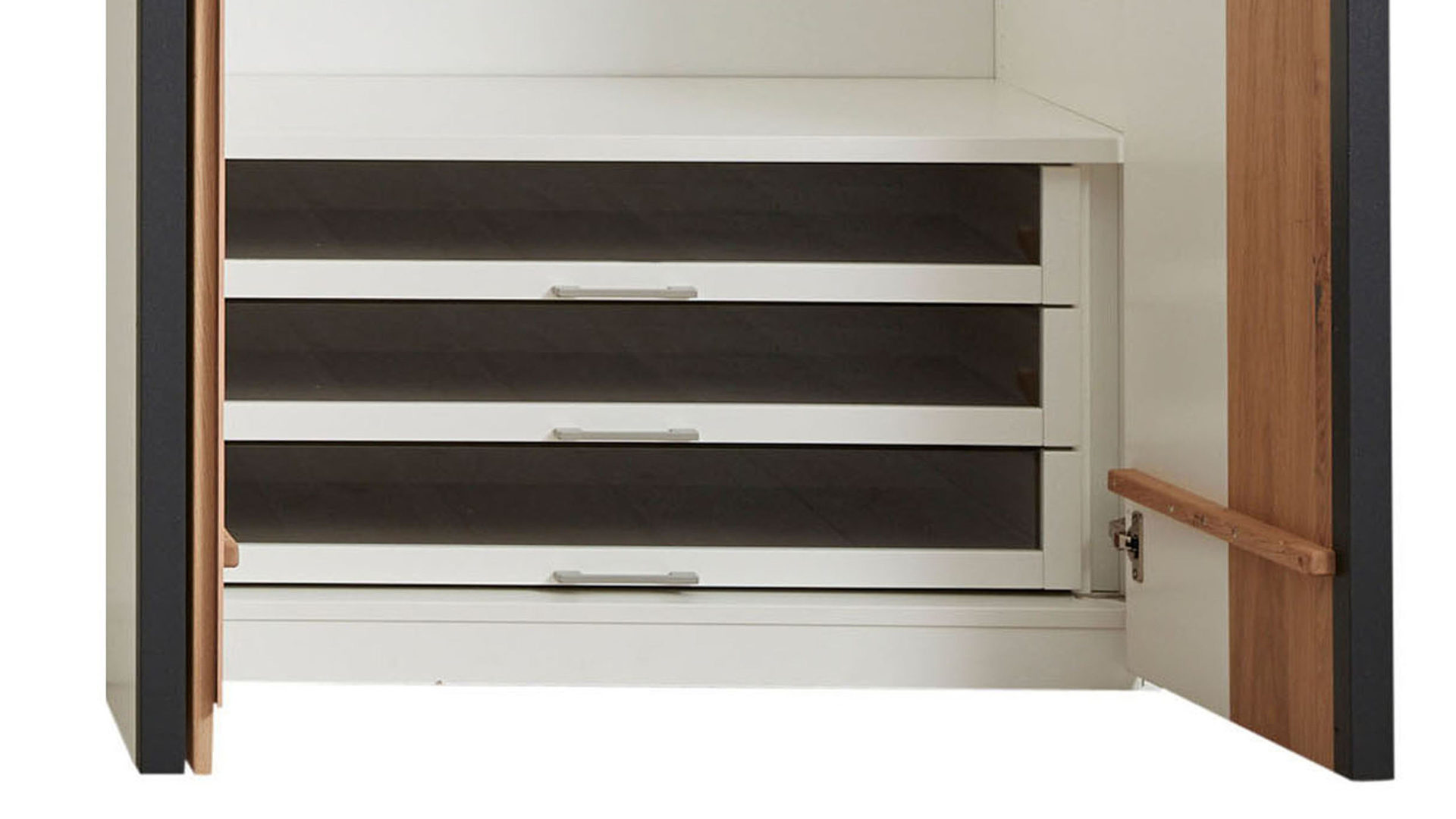 Schubladen-Set Interliving aus Holz in Weiß Interliving Schlafzimmer Serie 1019 – Innenschubladen 523858 weiße Lackoberflächen – drei Schubladen