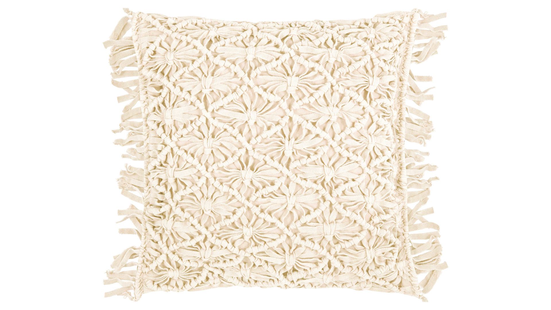 Kissenbezug /-hülle Magma sitting point aus Naturfaser in Beige MAGMA Kissenhülle Fringe elfenbeinfarbene Baumwolle - ca. 45 x 45 cm