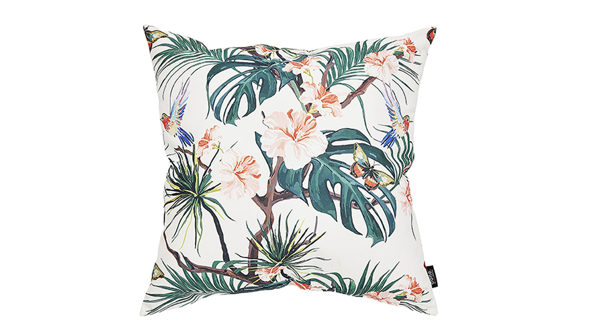 Einzelkissen Done.® aus Kunstfaser in Weiß done.® Kissen Cushion Outside Hummingbird Dessin Kolibri – ca. 65 x 65 cm