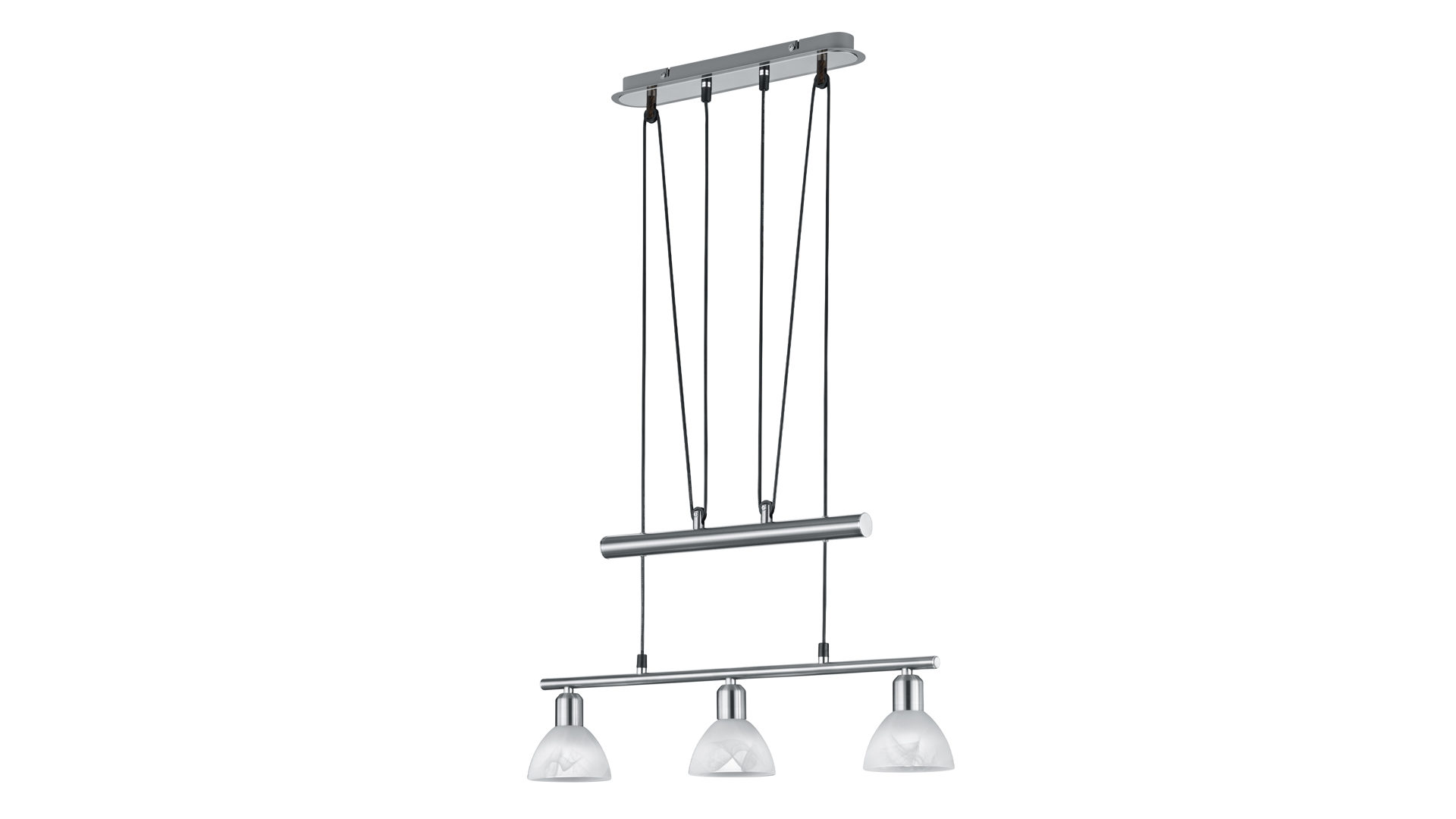 Pendelleuchte Trio leuchten aus Metall in Metallfarben Jojo-Pendelleuchte Levisto für Ihre Wohnaccessoires Nickel & alabasterweißes Glas – Länge ca. 61 cm