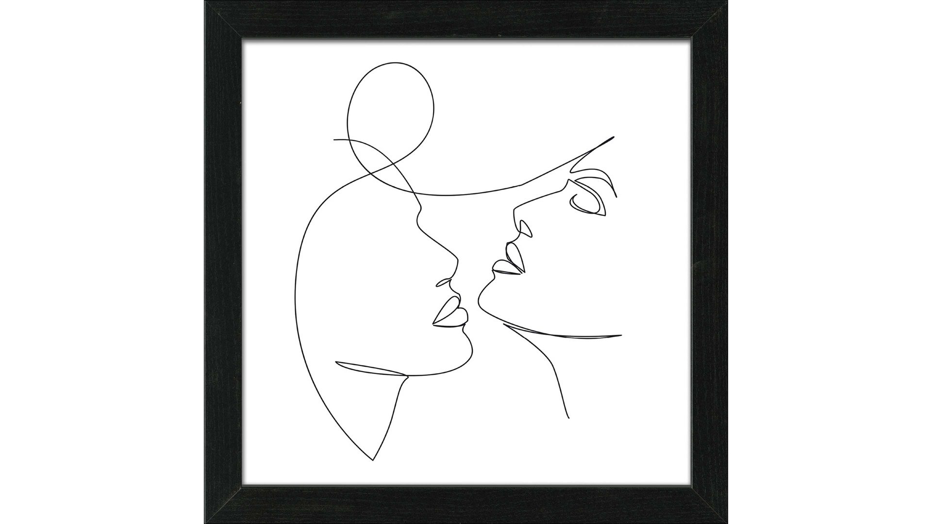 Kunstdruck Interliving BEST BUDDYS! aus Karton / Papier / Pappe in Weiß PRO®ART Kunstdruck Line Art Faces V Weiß & Schwarz - ca. 55 x 55 cm