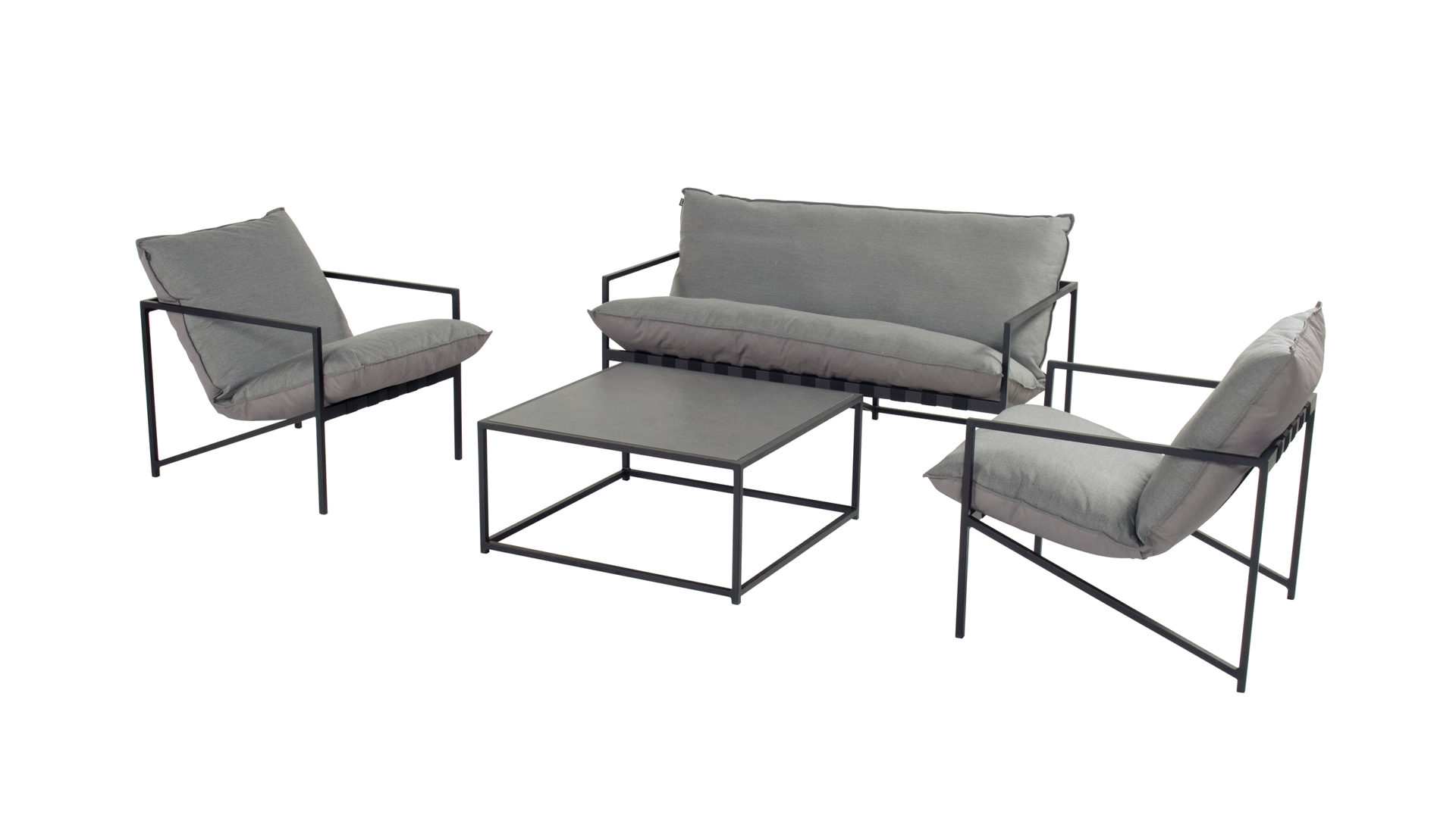 Lounge-Gruppe Hartman outdoor products aus Metall Stoff in Grau Schwarz SCHÖNER WOHNEN Lounge-Set Ameland graue Sunbrella®-Polster & schwarzes Aluminiumgestell - 3-teilig