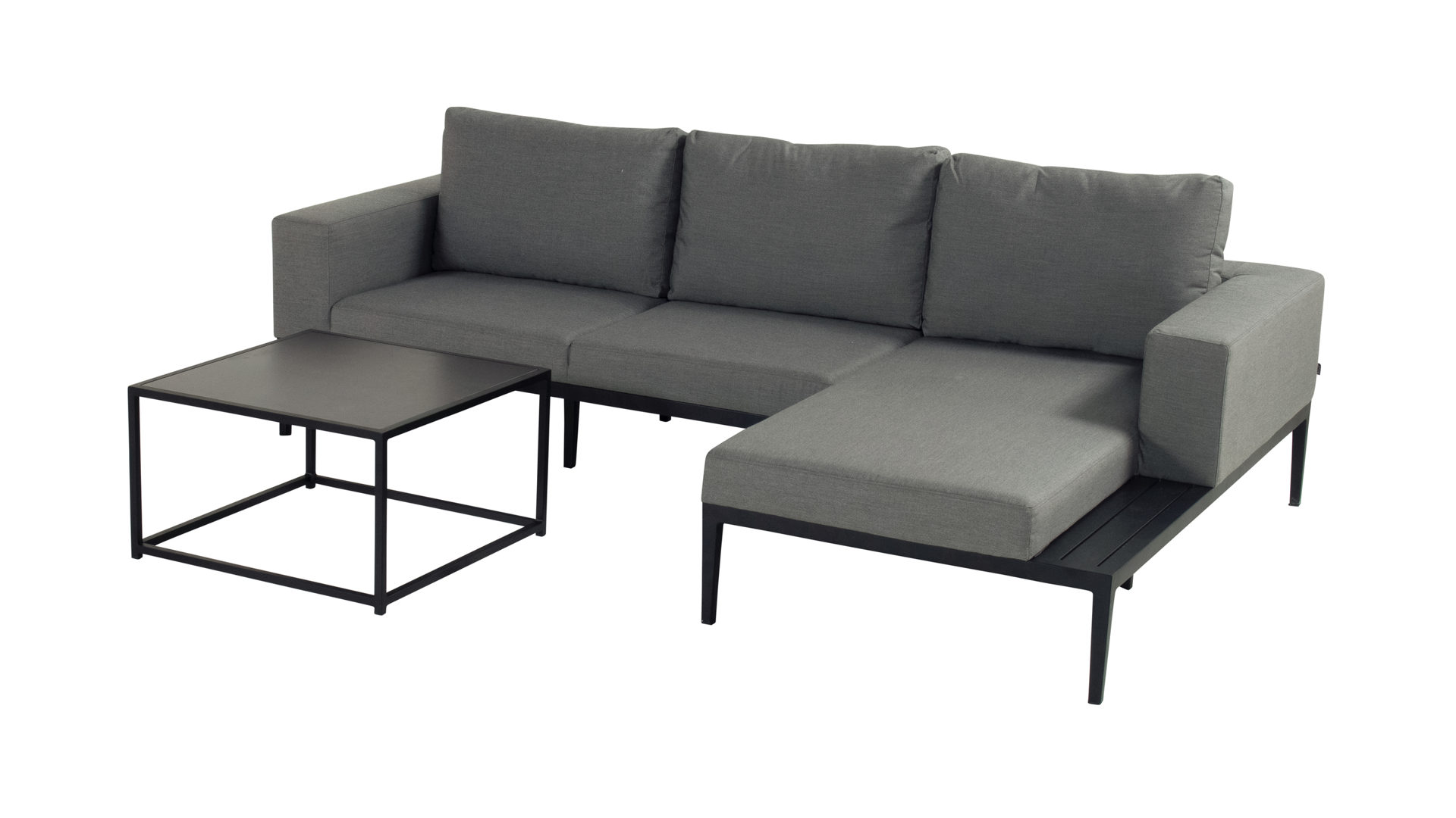 Lounge-Gruppe Hartman outdoor products aus Metall Stoff Keramik in Grau Schwarz SCHÖNER WOHNEN Lounge-Set Curaçao graue Sunbrella®-Polster, graue Keramikplatte & schwarzes Aluminiumgestell - mit Tisch