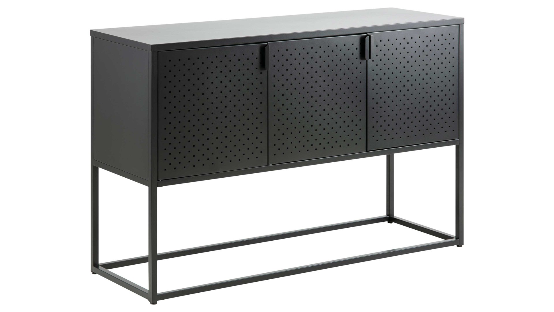 Sideboard Actona group a/s aus Metall in Schwarz Metallmöbel Newton - Sideboard schwarzer Stahl - drei Türen, Länge ca. 120 cm