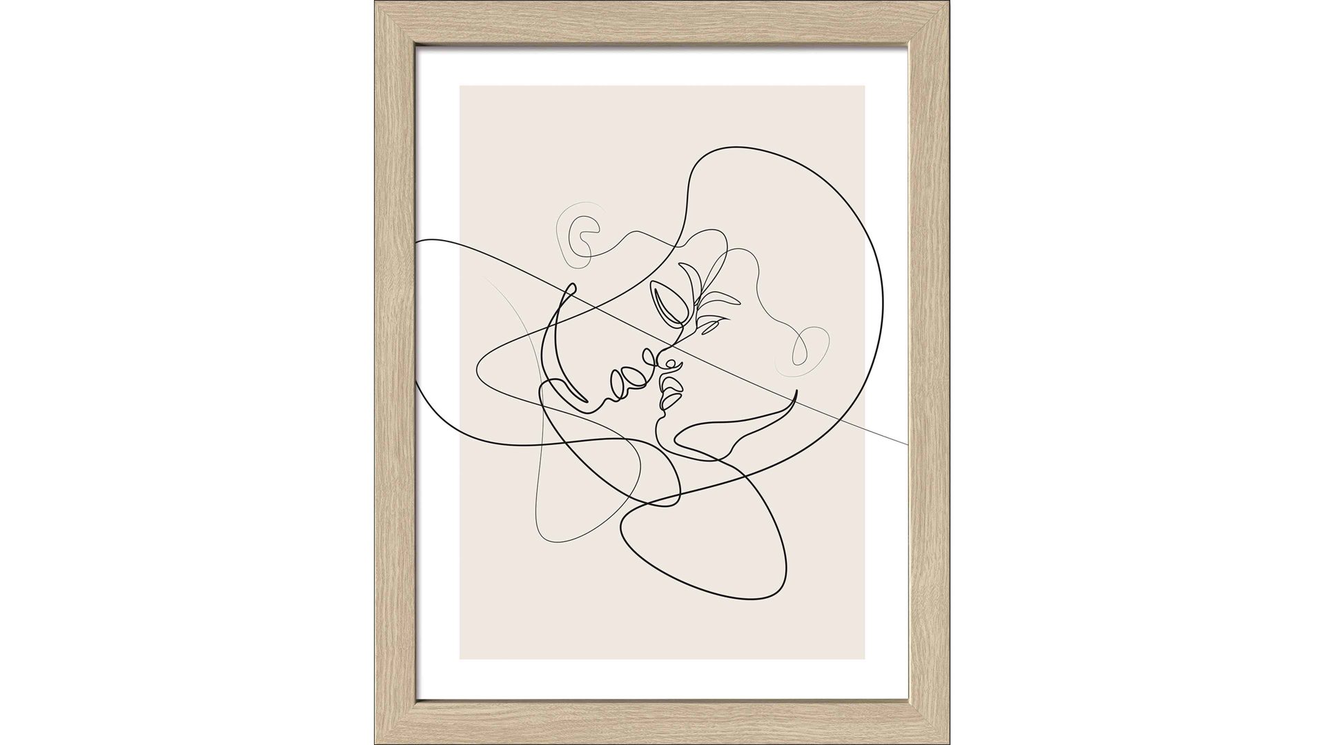 Kunstdruck Interliving BEST BUDDYS! aus Karton / Papier / Pappe in Beige PRO®ART Kunstdruck Scandic Living Line Art Faces VI - ca. 55 x 75 cm