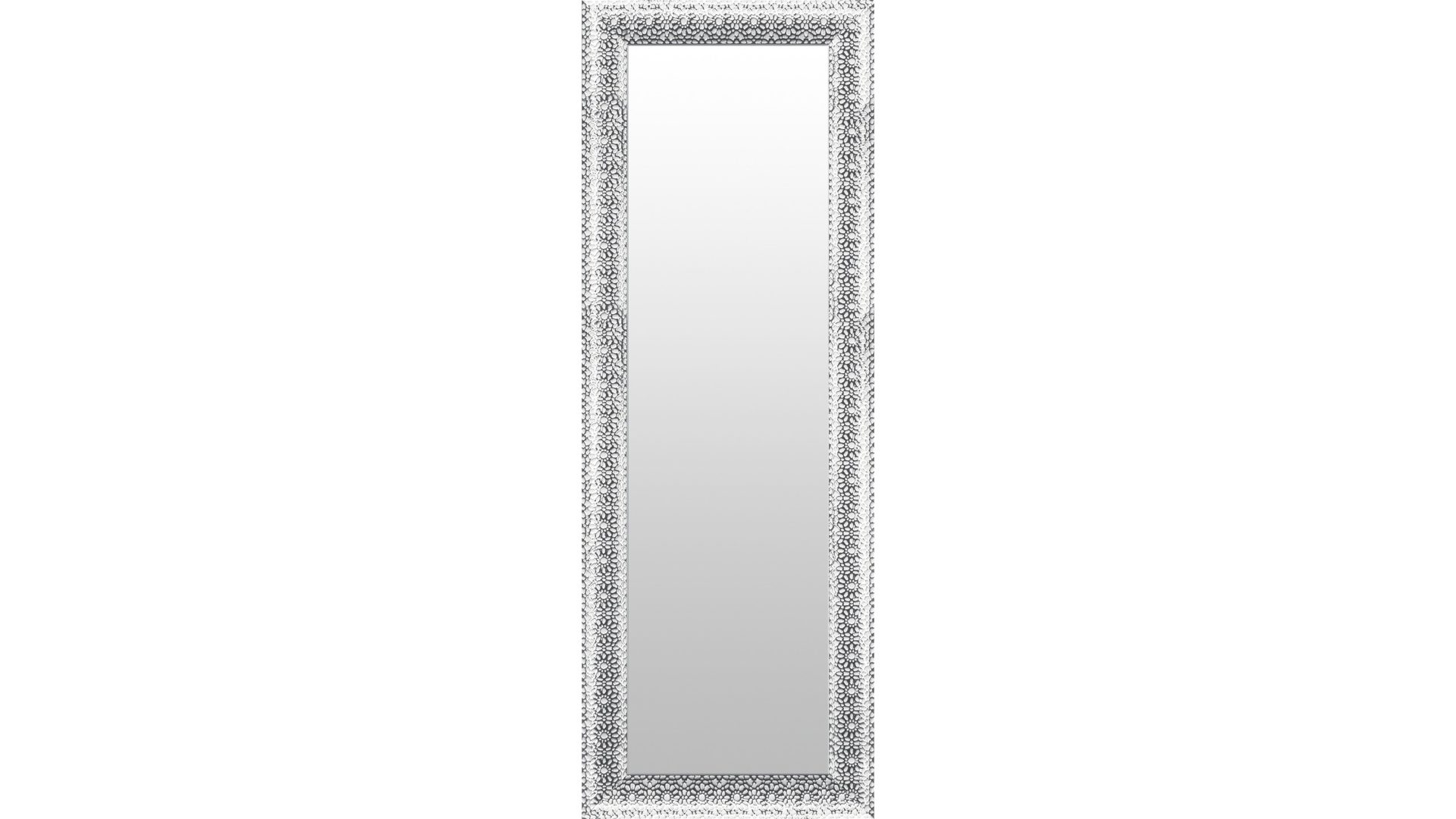 Wandspiegel Len-fra aus Spiegel Kunststoff in Silber LEN-FRA Wandspiegel Garderobenspiegel DUNKERQUE ca. 94 x 194 cm, Rahmen Blume silber weiss