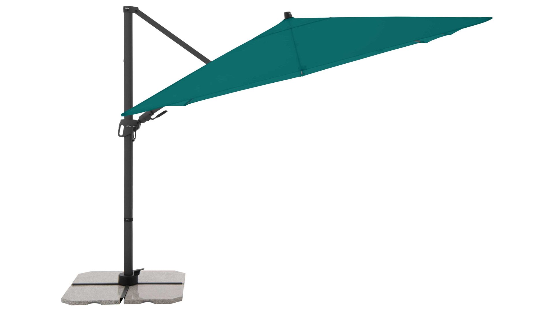 Sonnenschirm Doppler® aus Kunstfaser in Petrol doppler® Kurbel-Sonnenschirm Derby DX petrolfarbene Bespannung – ca. 280 x 280 cm