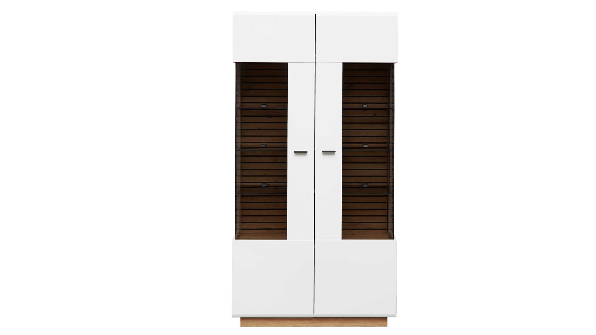 Vitrine MIVIVO aus Holz in Weiß MIVIVO Wohnprogramm Fresno - Vitrine Mattweiß & Artisan Eiche - zwei Türen, Breite ca. 98 cm