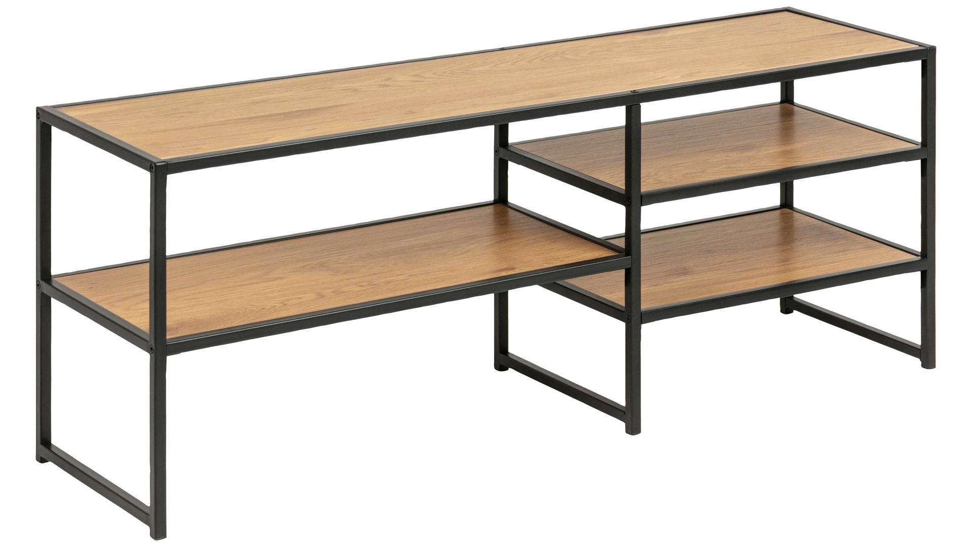 Medienmöbel Actona group a/s aus Holz in Holzfarben Medienregal Seaford im Industrielook als TV-Tisch Wildeiche & Schwarz – Länge ca. 120 cm