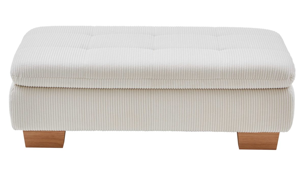 Polsterhocker Megapol aus Stoff in Beige Polsterprogramm VS-MP1028 - XXL-Hocker naturfarbener Cordbezug & Buchenholzfüße - ca. 135 x 63 cm