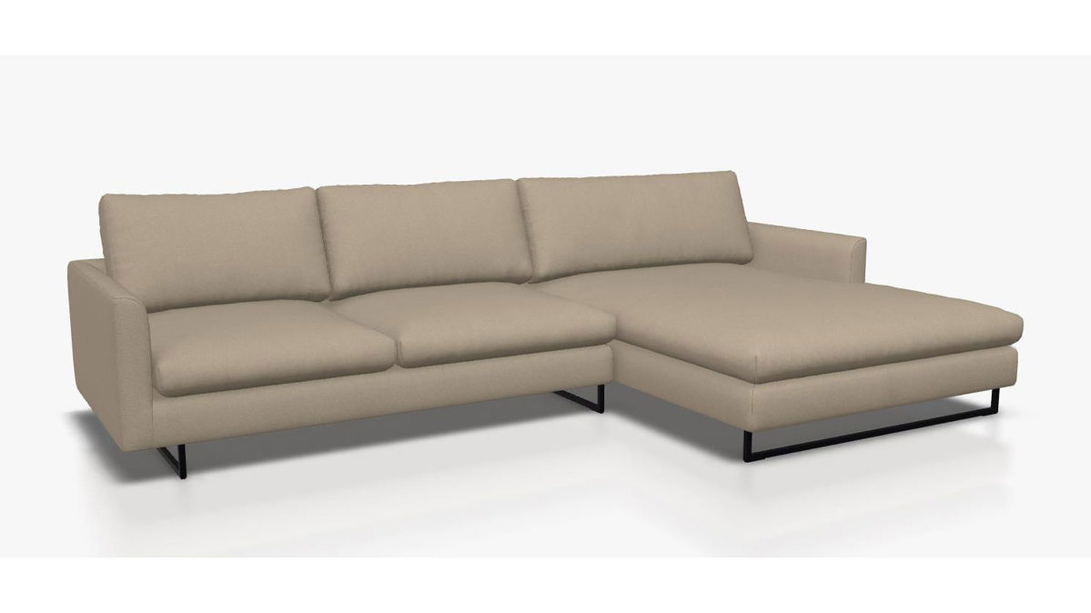 Sofa Freistil aus Stoff in Taupe ROLF BENZ freistil 134 Polstergarnitur Eckgarnitur - FREI PLANBAR - Stoff 2302 weissaluminium, ca. 254 x 177 cm, Stahlkufe schwarz