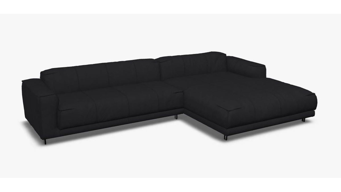 Sofa Freistil aus Leder Metall in Dunkelblau Schwarz ROLF BENZ freistil 136 Polstergarnitur Eckgarnitur - FREI PLANBAR - Nubuk-Leder schwarzblau 9230, ca. 301 x 180 cm