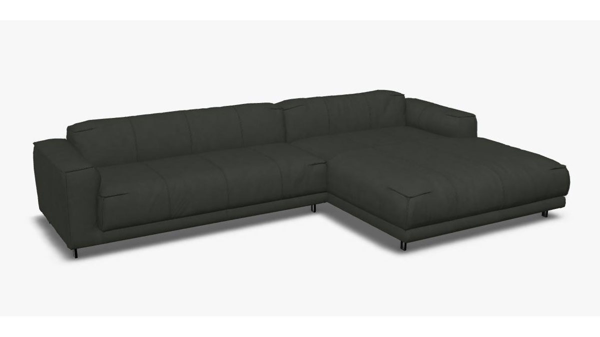 Sofa Freistil aus Leder Metall in Anthrazit ROLF BENZ freistil 136 Polstergarnitur Eckgarnitur - FREI PLANBAR - Nubuk-Leder fehgrau 9231, ca. 301 x 180 cm