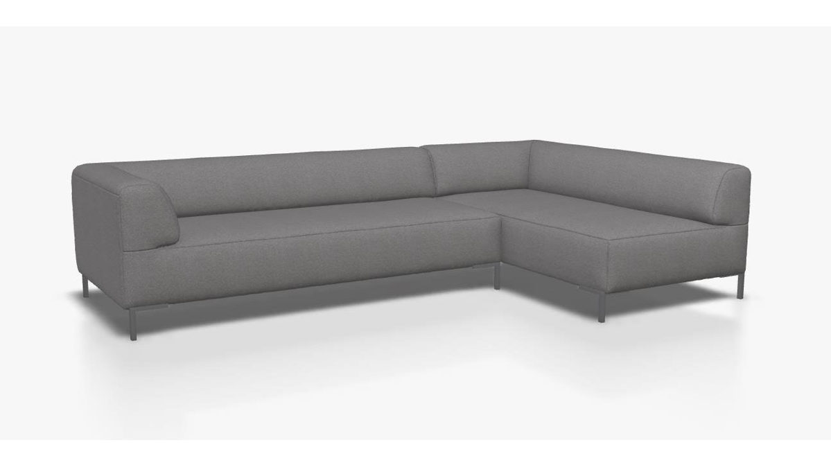 Sofa Freistil aus Metall Stoff in Grau ROLF BENZ freistil 185 Polstergarnitur Eckgarnitur - FREI PLANBAR - Stoff eisengrau 1051, ca. 265 x 180 cm, Stahlwinkelfuss staubgrau