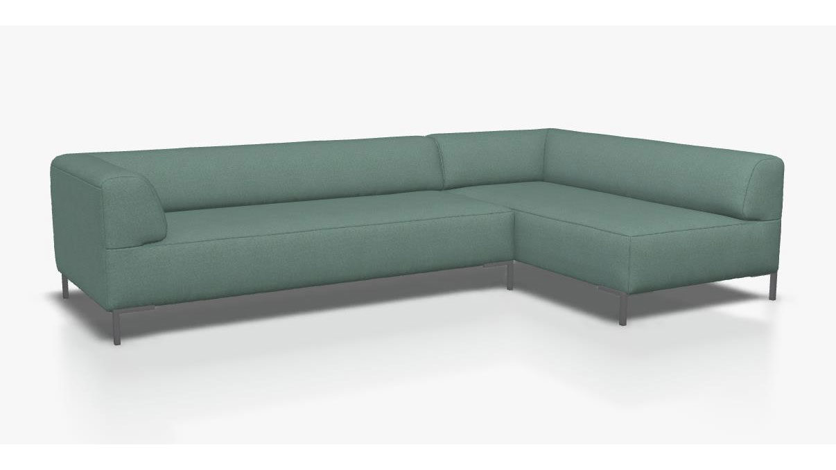 Sofa Freistil aus Metall Stoff in Türkis ROLF BENZ freistil 185 Polstergarnitur Eckgarnitur - FREI PLANBAR - Stoff pastelltürkis 1053, ca. 265 x 180 cm, Stahlwinkelfuss staubgrau