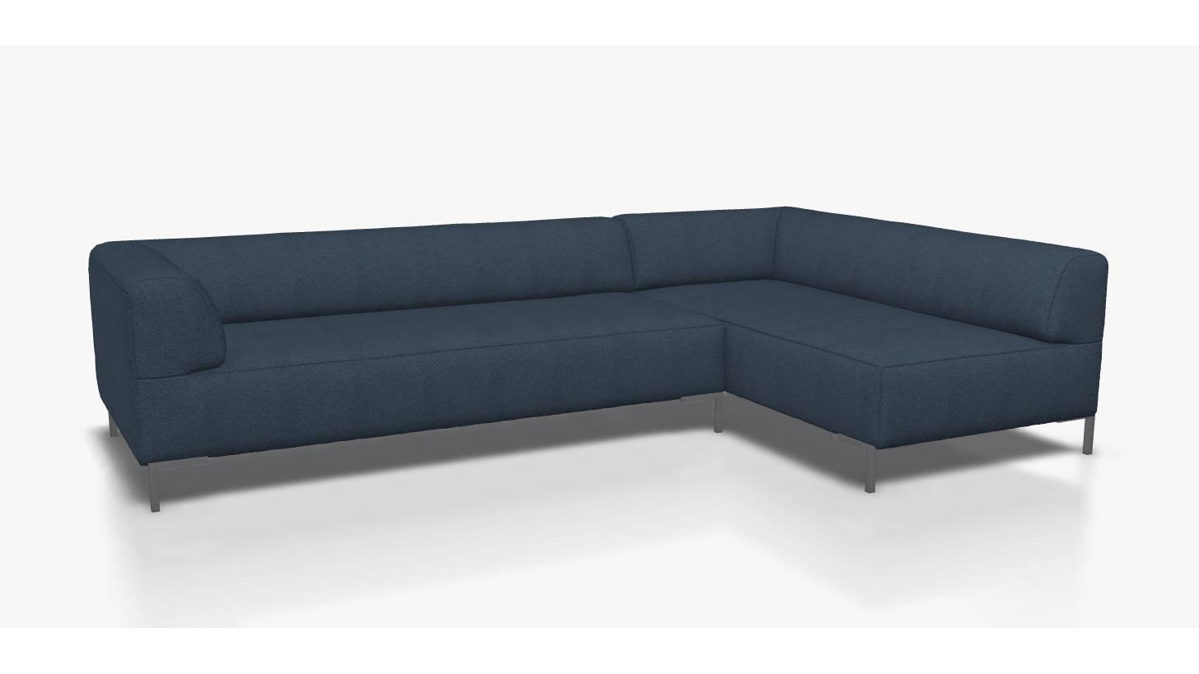 Sofa Freistil aus Metall Stoff in Dunkelblau ROLF BENZ freistil 185 Polstergarnitur Eckgarnitur - FREI PLANBAR - Stoff schwarzblau 1056, ca. 265 x 180 cm, Stahlwinkelfuss staubgrau