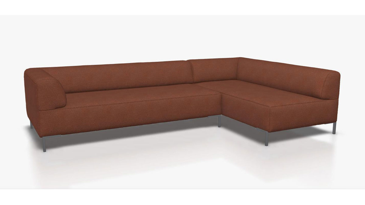 Sofa Freistil aus Metall Stoff in Kupfer ROLF BENZ freistil 185 Polstergarnitur Eckgarnitur - FREI PLANBAR - Stoff kupferbraun 1057, ca. 265 x 180 cm, Stahlwinkelfuss staubgrau