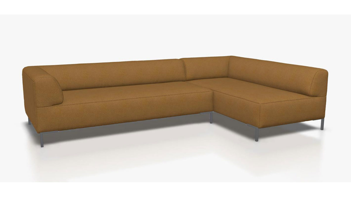 Sofa Freistil aus Metall Stoff in Gelb ROLF BENZ freistil 185 Polstergarnitur Eckgarnitur - FREI PLANBAR - Stoff braunbeige 1058, ca. 265 x 180 cm, Stahlwinkelfuss staubgrau