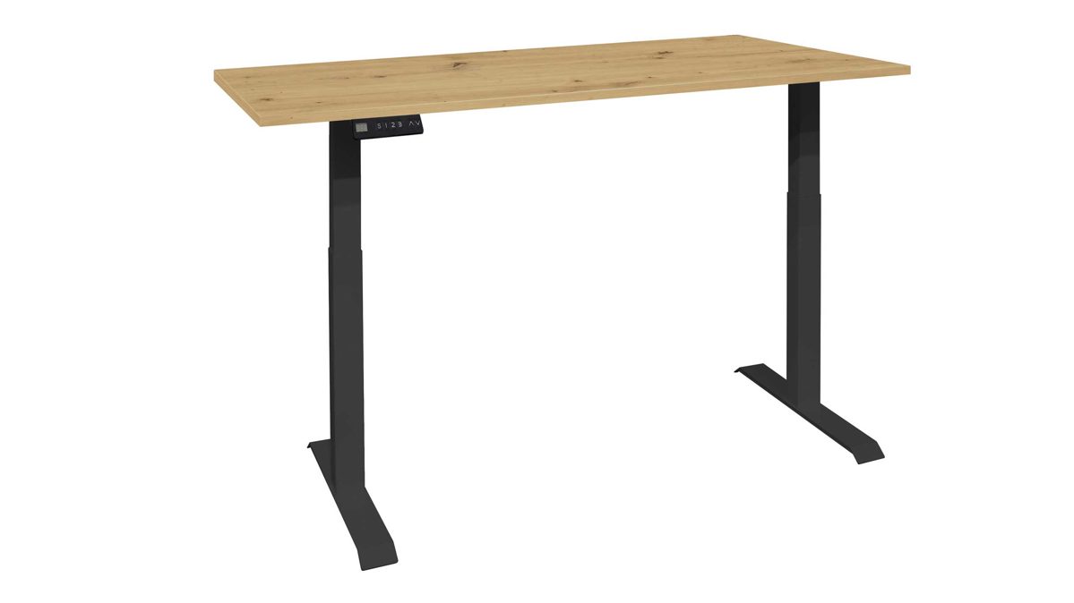 Schreibtisch Mäusbacher aus Holz Metall in Holzfarben Mäusbacher Schreibtisch D2309 - elektrisch höhenverstellbar Platte Asteiche, gestell schwarz ca. 140 x 70 cm