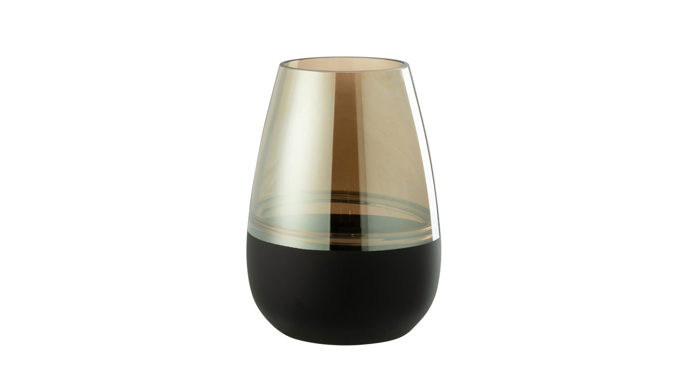 Windlicht Jolipa aus Glas in Gold Teelichtglas Black Gold Hotel Gold & Schwarz - Höhe ca. 26 cm