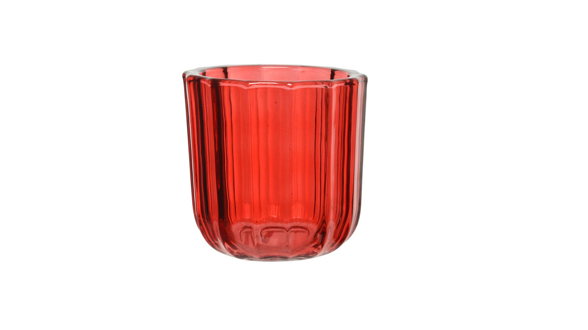 Kerzenständer Interliving BEST BUDDYS! aus Glas in Rot Interliving BEST BUDDYS! Teelichtglas Weihnachtsrot breit geriffelt - Höhe ca. 9 cm