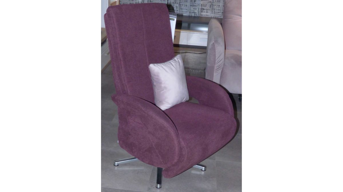 Relaxsessel Poco | steinpol aus Stoff in Flieder KAWOO Relaxsessel Santa Rosa, Sessel mit manueller Verstellung Stoffbezug Paris Aubergine & Fusskreuz Chrom