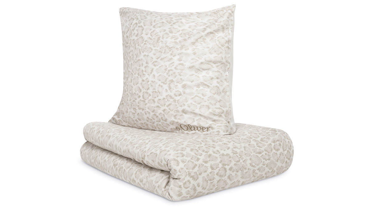 Bettwäsche-Set Ibena® aus Stoff in Beige IBENA® s.Oliver Leoparden Bettwäsche beige Mako-Satin – zweiteilig, ca. 140 x 200 cm