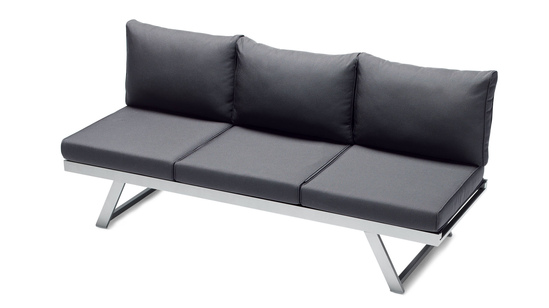 Loungemöbel Sieger aus Kunstfaser in Grau Graphit Sieger Exclusiv AUCKLAND 427 A-G Sofa Lounge Liege Gestell Aluminium graphit, Textilux Kunstfasergewebe grau