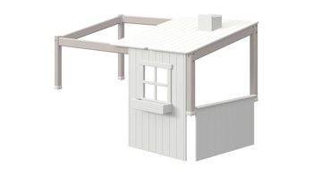 Einzelbett Flexa aus Holz in Grau FLEXA Classic-Haus Größe 1-2 90x190 cm für Classic Einzelbett + halbhohes Bett, Kiefer grau lasiert