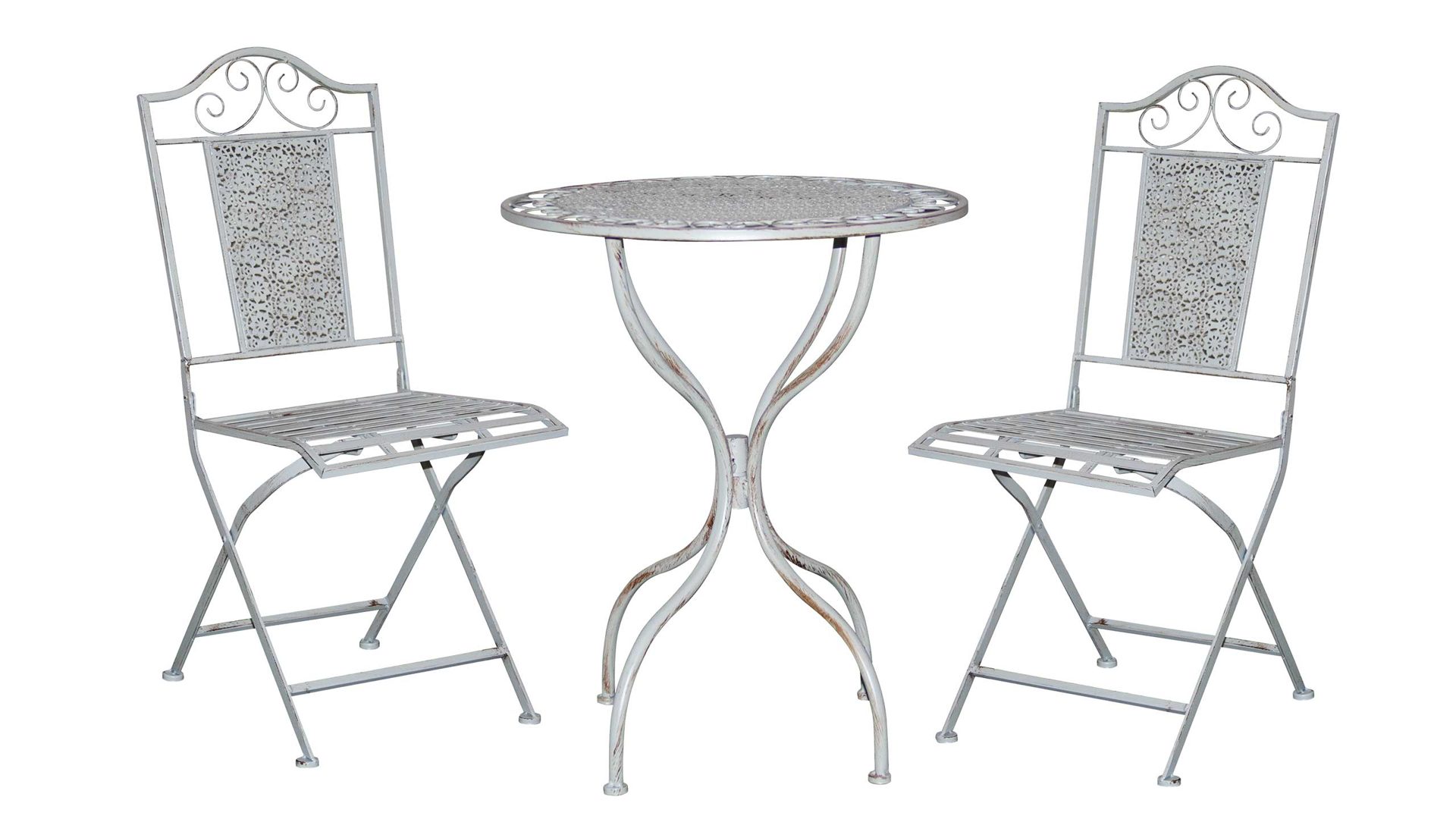 Tischgruppe Franz müller aus Metall in Grau FRANZ MÜLLER Tischgruppe graues Eisen - 1 Tisch & 2 Stühle
