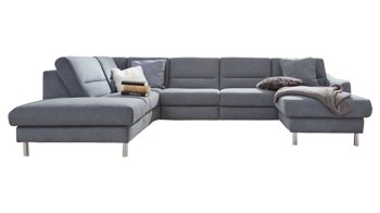 Ecksofa Interliving aus Stoff in Hellblau Interliving Sofa Serie 4305 – Wohnlandschaft mit Federkern eisblauer Bezug Miro – Stellfläche ca. 211 x 311 cm