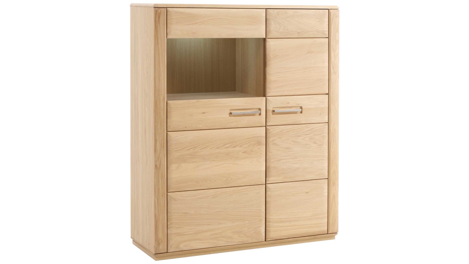 Highboard Mca furniture aus Holz in Holzfarben Hell Wohnprogramm Sena - Highboard bzw. Hochkommode Eiche Bianco – zwei Türen