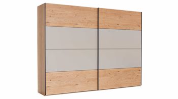 Kleiderschrank Interliving aus Holz in Grau Interliving Schlafzimmer Serie 1024 – Schwebetürenschrank 982724 Design 25,  Taupe & Balkeneiche - zwei Türen, Breite ca. 271 cm