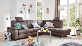 Ecksofa modulmaster aus Leder in Dunkelbraun Modulmaster MM-PN1059 - Ecksofa moccafarbenes Leder Torro & Metallfüße – Stellfläche ca. 288 x 224 cm