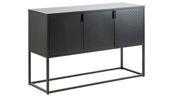 Sideboard Actona group a/s aus Metall in Schwarz Metallmöbel Newton - Sideboard schwarzer Stahl - drei Türen, Länge ca. 120 cm