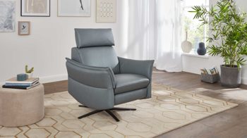 Relaxsessel comfortmaster besser sitzen, liegen, leben aus Leder in Hellblau Comfortmaster 7267 - Relaxsessel 24L44 manuell - seefarbenes LongLife-Leder & anthrazitfarbener Sternfuß