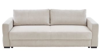 Schlafsofa Restyl aus Stoff in Beige Schlafsofa Linett naturfarbener Cord 6576 & schwarze Holzfüße