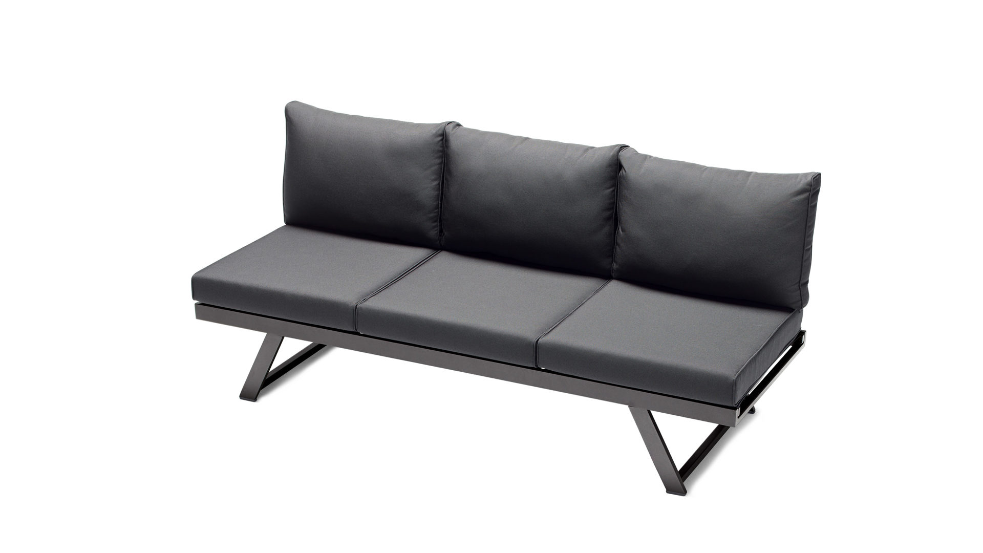 Gartensofa Sieger aus Kunstfaser in Grau sieger Loungesofa Auckland graues Textilux® & eisengraues Aluminium - Länge ca. 204 cm