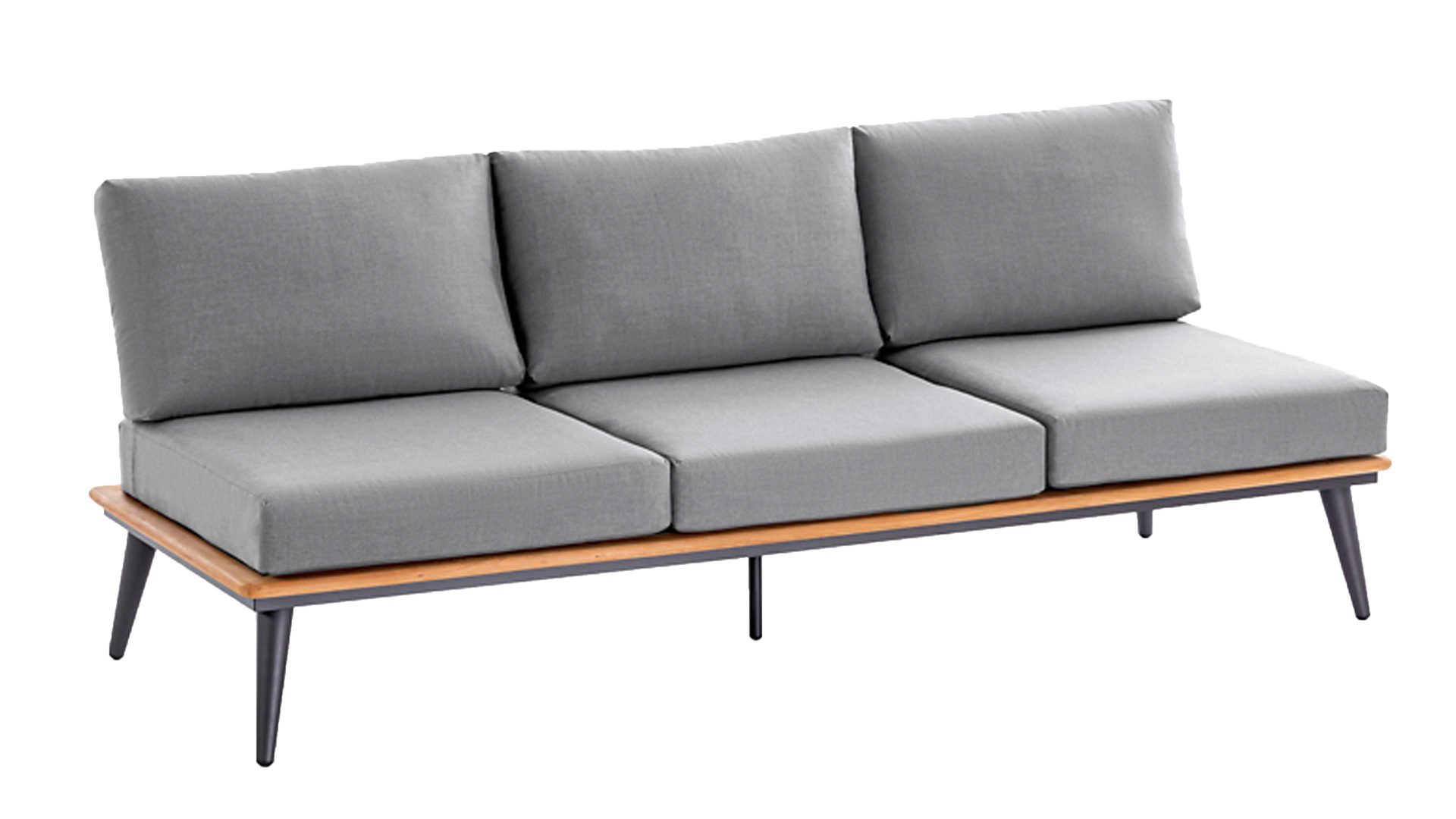 Gartensofa Niehoff garden aus Kunstfaser in Anthrazit NIEHOFF GARDEN Serra - Lounge-Sofa anthrazitfarbener Canvas Heather, Teak & Aluminium - Länge ca. 218 cm