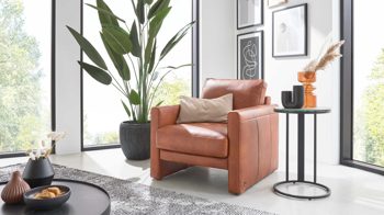 Polstersessel Interliving aus Leder in Orange Interliving Sofa Serie 4004 - Sessel MH60 cognacfarbenes LongLife-Leder Z75-50