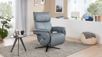 Relaxsessel comfortmaster besser sitzen, liegen, leben aus Leder in Blau Comfortmaster 7446 - Relaxsessel 56V44 blaues LongLife-Leder Rustika & anthrazitfarbener Sternfuß