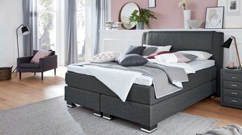 Boxspringbett comfortmaster besser sitzen, liegen, leben aus Stoff in Anthrazit Comfortmaster Magnum - Boxspringbett anthrazitfarbene Bezugkombination Sparta 473700 & Santiago 472000 – Liegefläche ca. 180 x 200 cm