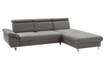 Ecksofa Dietsch. aus Stoff in Anthrazit Polsterprogramm Rhodos - Ecksofa anthrazitfarbener Stoff Bulus - ca. 280 x 210  cm