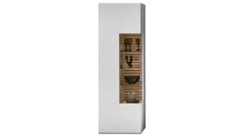 Vitrine MIVIVO aus Holz in Weiß MIVIVOWohnprogramm Fresno - Vitrine Mattweiß & Artisan Eiche - eine Tür, Breite ca. 65 cm