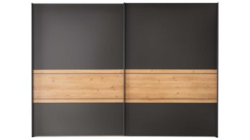 Kleiderschrank Wiemann | oeseder aus Holz in Dunkelgrau WIEMANN Schlafzimmerprogramm Alabama - Schwebetürenschrank Graphit & Eiche Bianco - zwei Türen, Breite ca. 300 cm