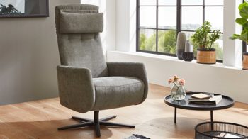 Relaxsessel COMFORT SMART aus Stoff in Dunkelgrün COMFORT SMART Polstersessel Calipso L grüner Strukturbezug Yelda & schwarzer Sternfuß 909