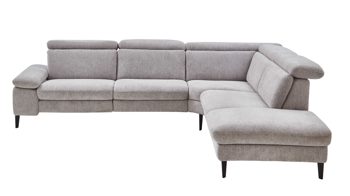 Ecksofa Steinpol polsteria aus Stoff in Silber Polsterprogramm Relaxa Trend 1.0 - Polsterecke silberfarbener Stoffbezug Orlean - ca. 298 x 252 cm