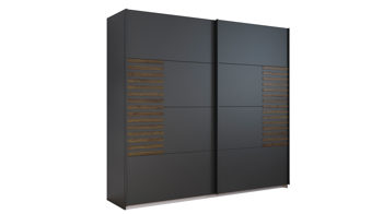 Kleiderschrank Rauch aus Holz in Grau rauch ORANGE Schwebetürenschrank Barea Grau-Metallic & Atlantic Oak - Breite ca. 226 cm