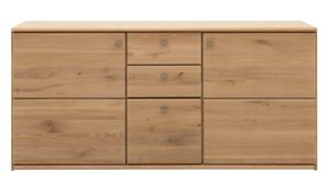 Sideboard Interliving aus Holz in Holzfarben Interliving Wohnzimmer Serie 2028 - Sideboard 2650 Wildeiche - drei Türen, drei Schubladen, Breite ca. 162 cm