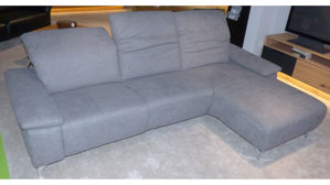 Ecksofa Musterring aus Metall Stoff in Grau Musterring Polstereckgarnitur MR 370 Stoff Cosy grey, Rücken echt, Metallfüsse